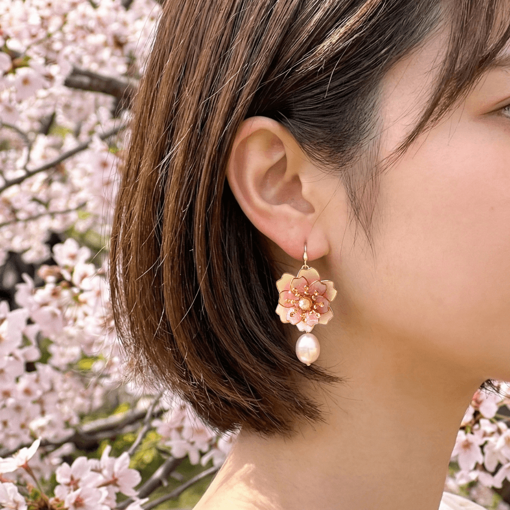 【八重桜】イヤリング 淡水パールの揺れる 金属アレルギー対応 ニッケルフリー 受注生産 春の新作 | 10枚目